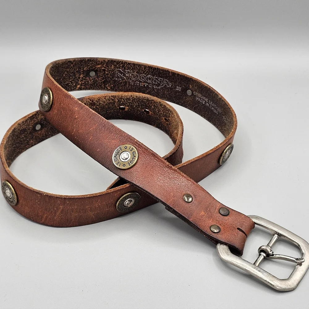 Nocona Genuine Leather 12 Gauge Belt Mens Belt Brown Sz 38 Worn Wear‎ Thrashed